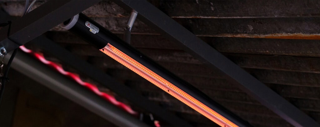 HeatTube Infrarot Carbon Heizstrahler Anwendungsbeispiel mit Deckenbefestigung Berlin