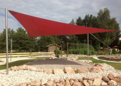 Sonnensegel Schatten-Systeme Sonnenschutz, Hitzeschutz und Regenschutz die flexible Überdachung Anwendungsbeispiel für den Außenbereich Berlin