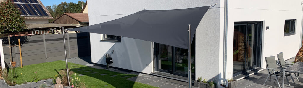 Sonnensegel Schatten-Systeme Sonnenschutz, Hitzeschutz und Regenschutz die flexible Terrassenüberdachung Banner Berlin