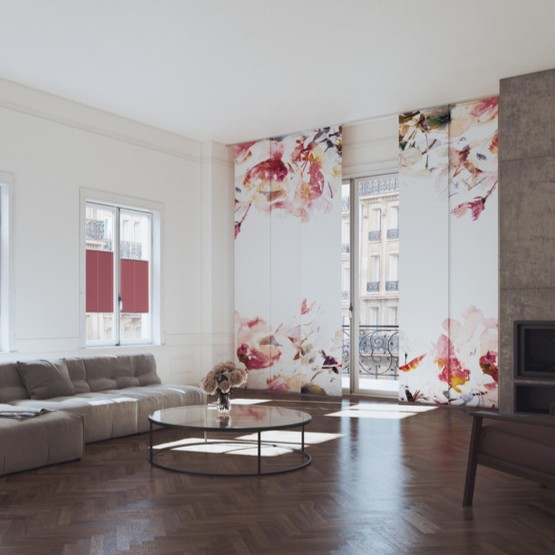 Stilvolle Flächenvorhänge mit Blumenmuster für Events in Berlin
